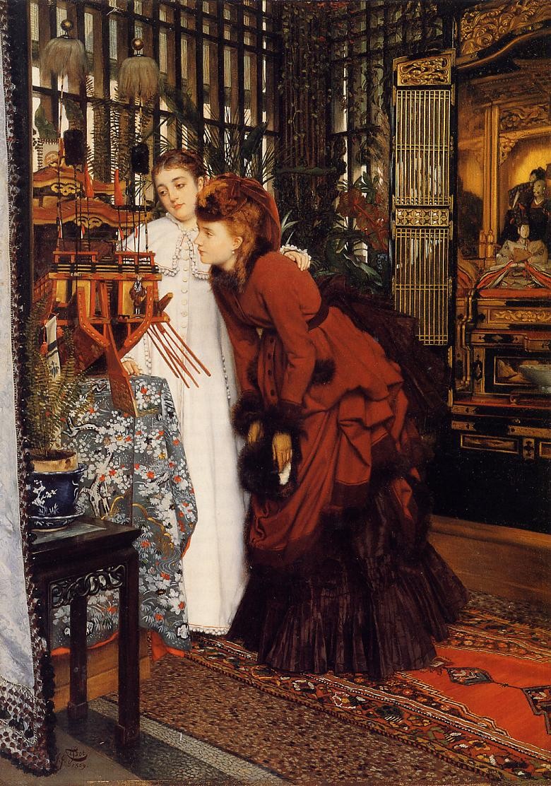 Young Ladies Looking at Japanese Objects by James Tissot