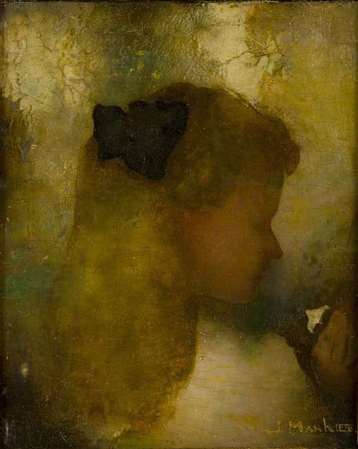 Girl with White Flower by Jan Mankes