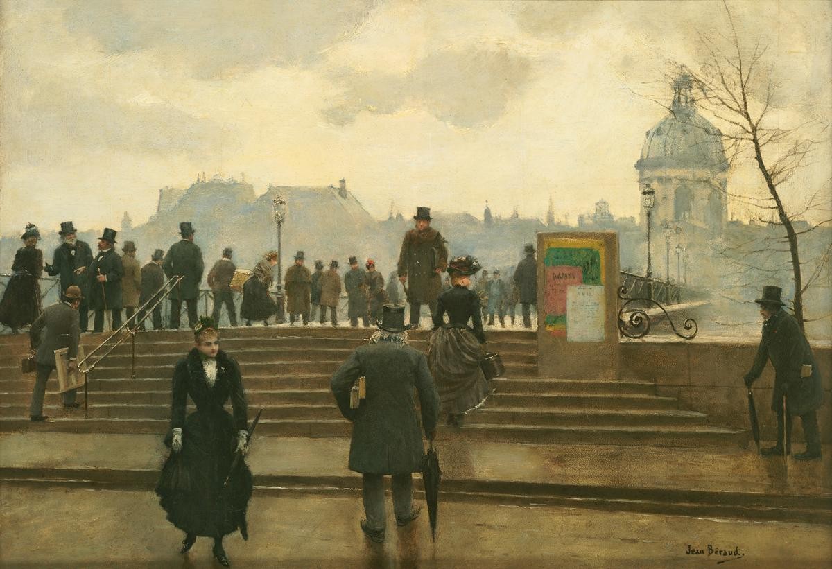 Seine embankment at the Pont des Arts in Paris by Jean Béraud