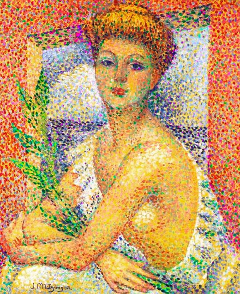 Femme assise au bouquet de feuillage by Jean Metzinger