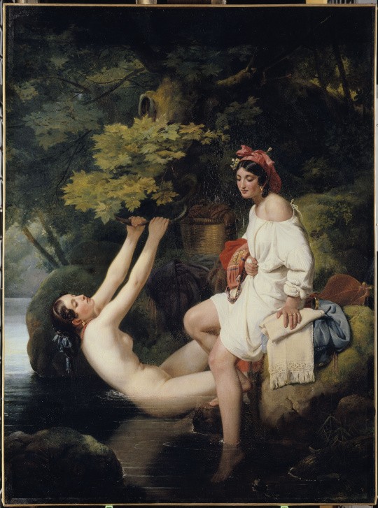 Two young girls bathing in Lake Nemi by Jean Victor Schnetz