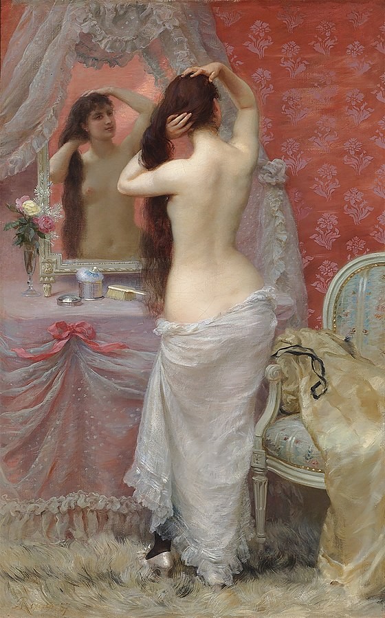 Jeune Femme Nue Se Coiffant by Jean-André Rixens