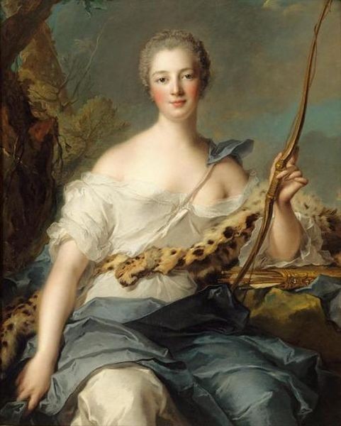 Jeanne-Antoinette Poisson, Marquise de Pompadour as Diana by Jean-Marc Nattier
