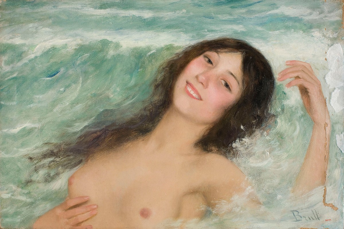 Nude Female Bust Between the Waves by Joan Brull