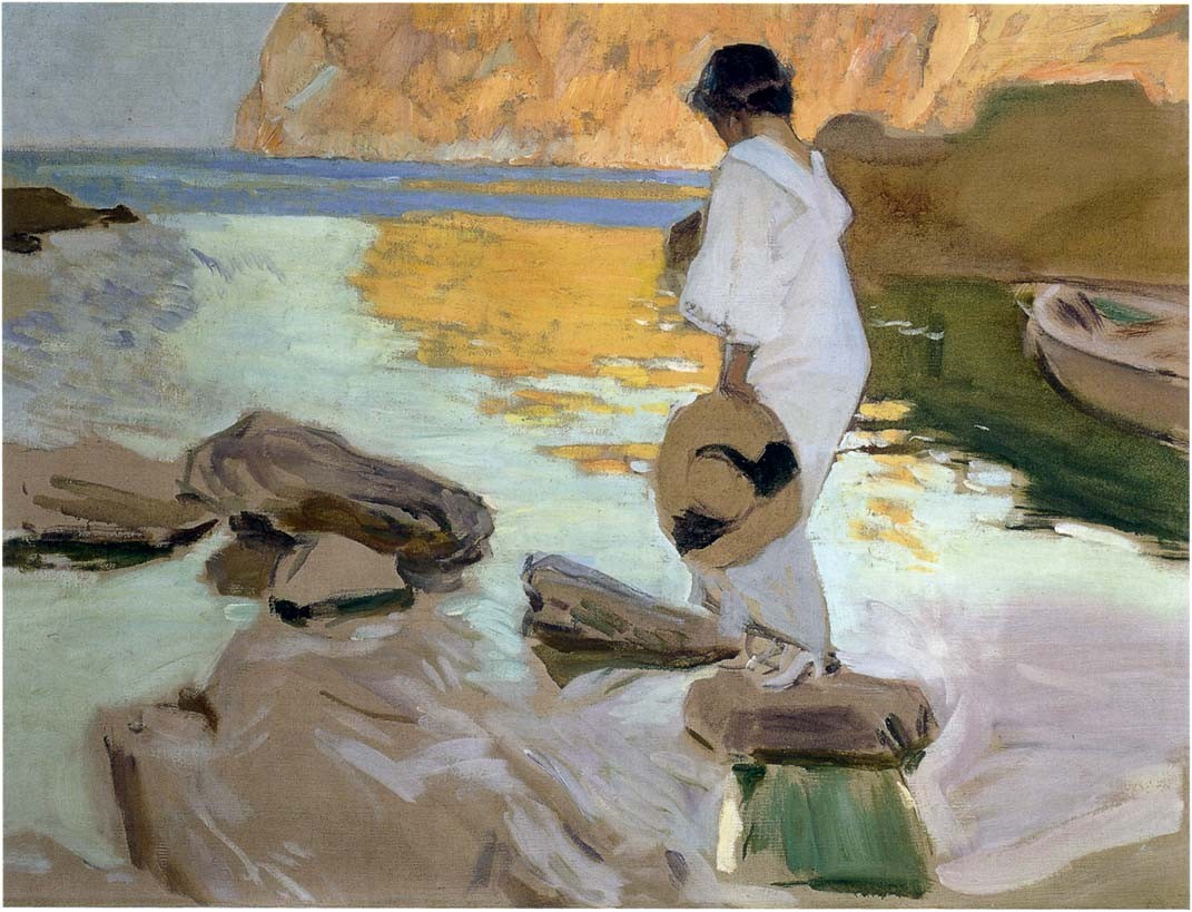 Elena in cove, San Vicente at Majorca by Joaquín Sorolla