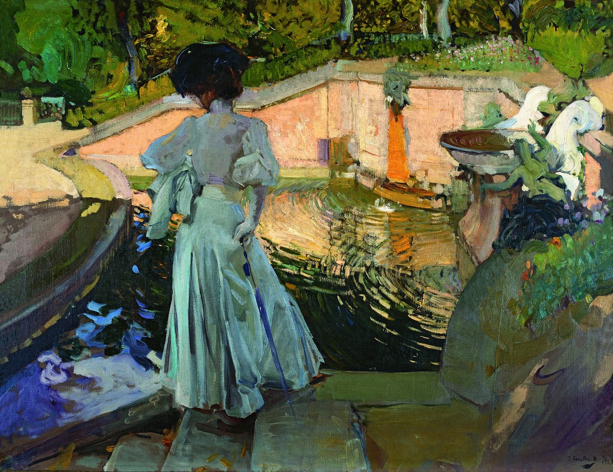 Maria looking at the fish by Joaquín Sorolla