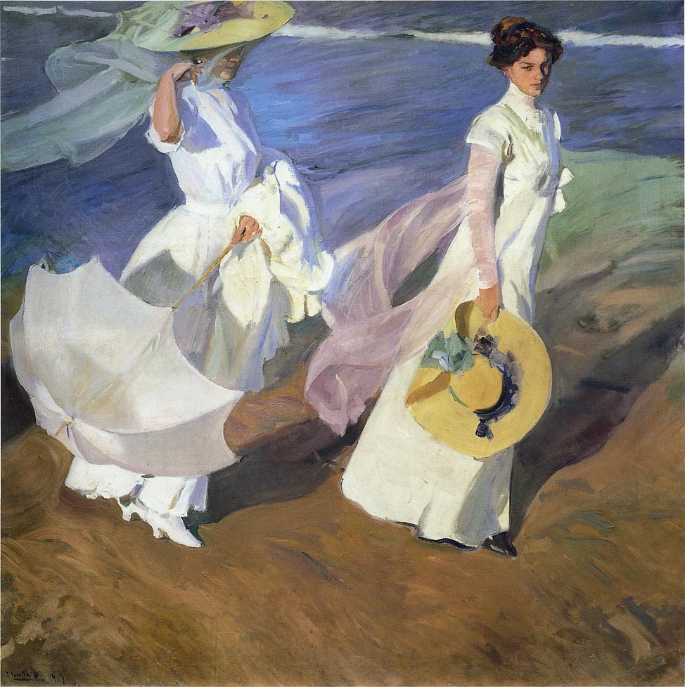 Strolling along the Seashore by Joaquín Sorolla