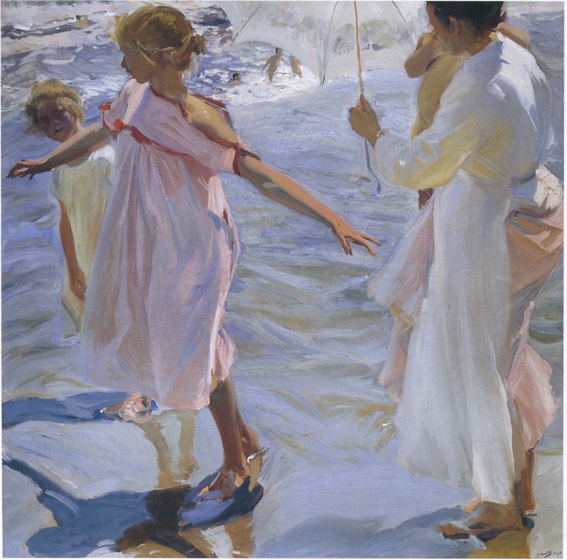 Strolling along the seashore by Joaquín Sorolla