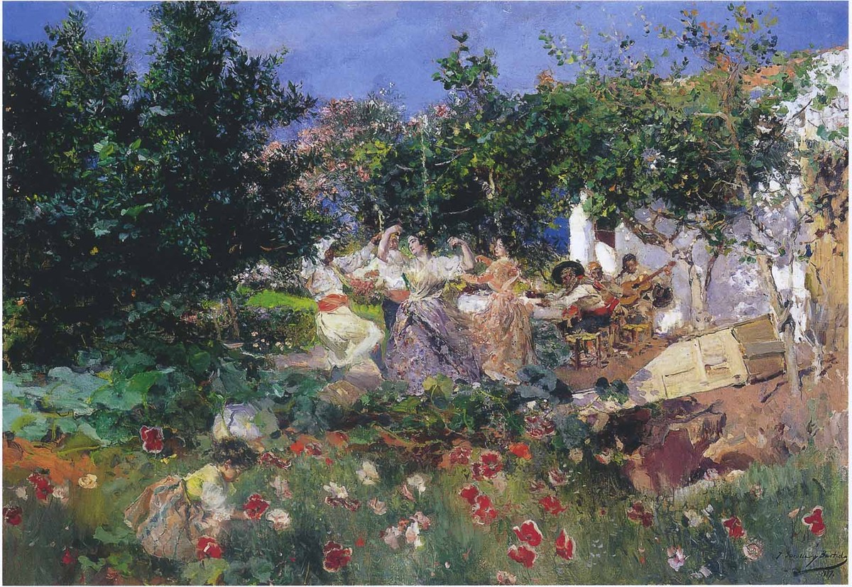 Valencian fiesin an orange grove by Joaquín Sorolla