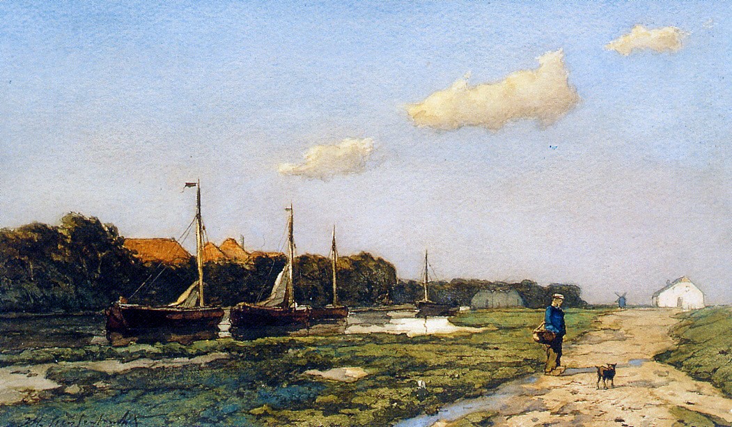Along the canal by Johan Hendrik Weissenbruch