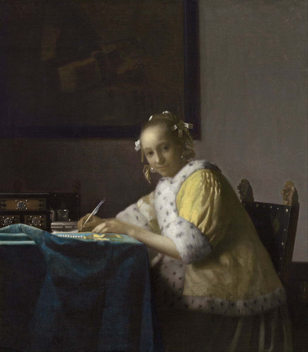 A lady writing by Johannes Vermeer
