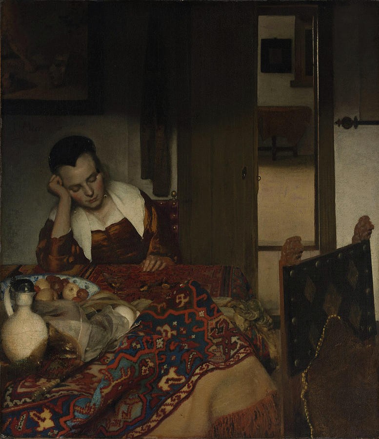A maid asleep by Johannes Vermeer