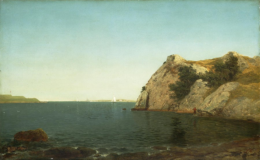 Beacon Rock Newport Harbour by John Frederick Kensett