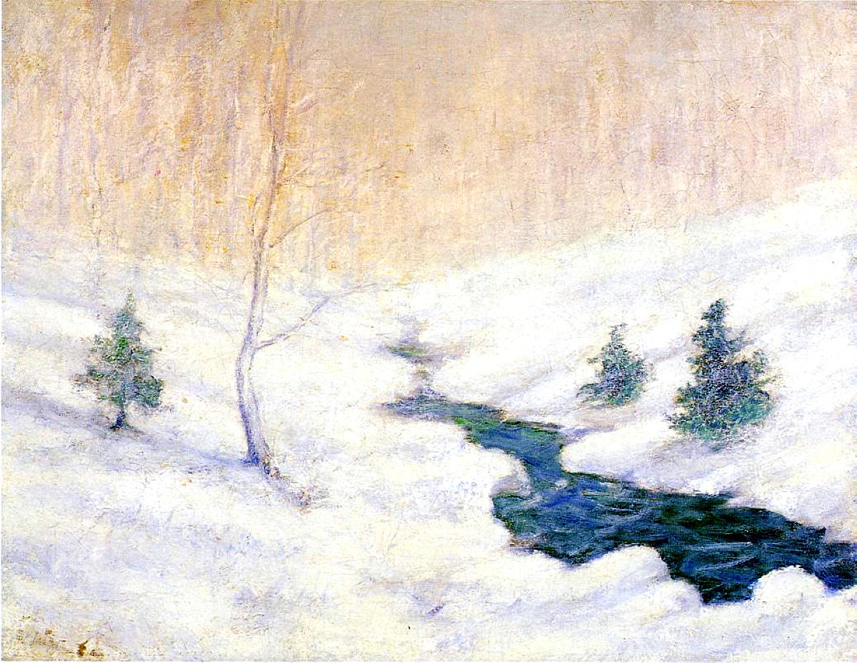 Woodland Stream in a Winter Landscape by John Henry Twachtman