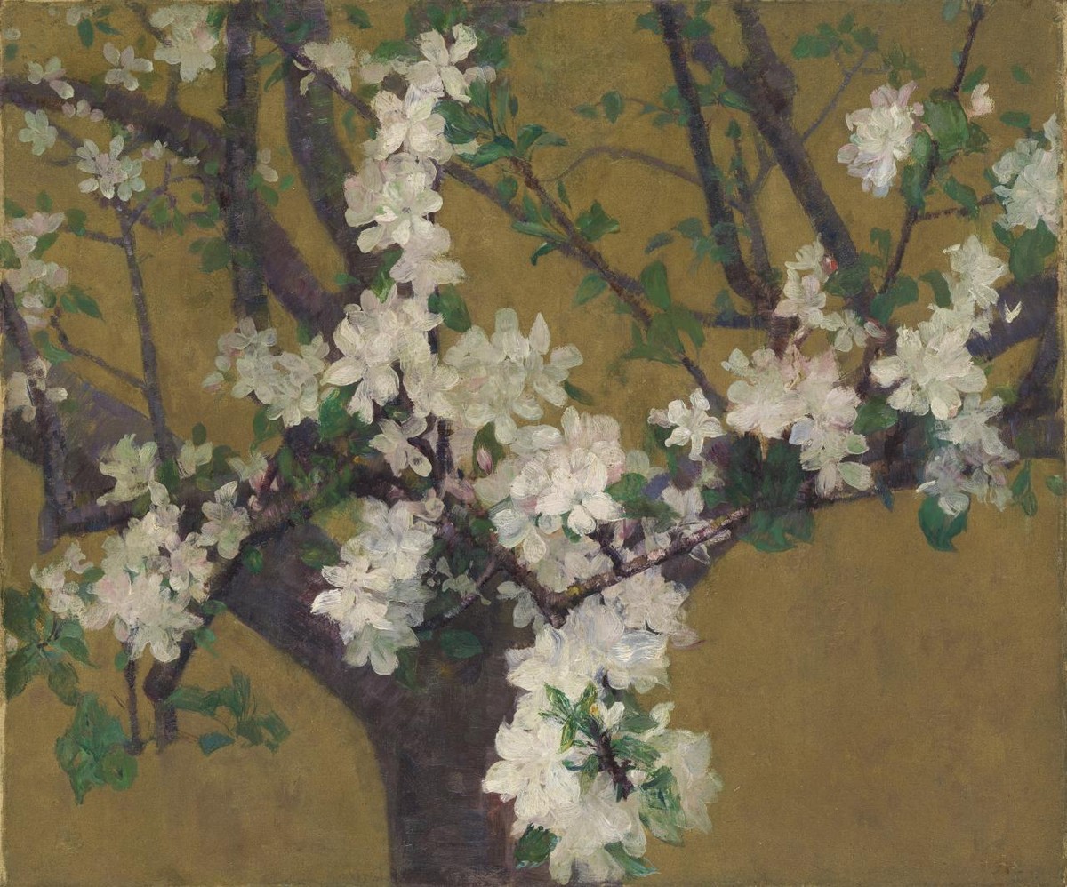 Almond tree in blossom by John Peter Russell