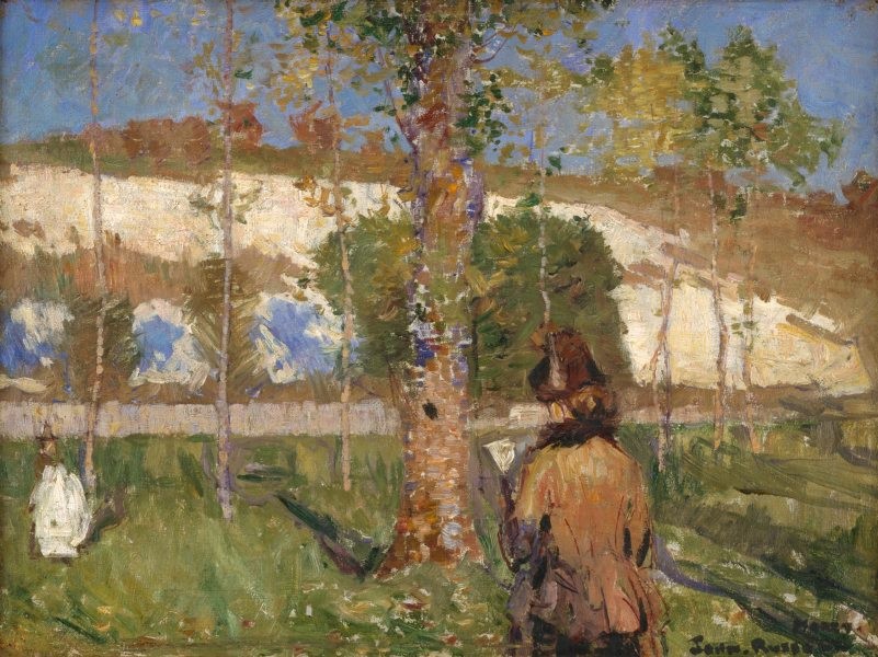 Madame Sisley on the banks of the Loing at Moret by John Peter Russell