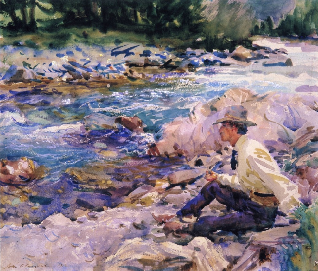Man Seated by a Stream by John Singer Sargent