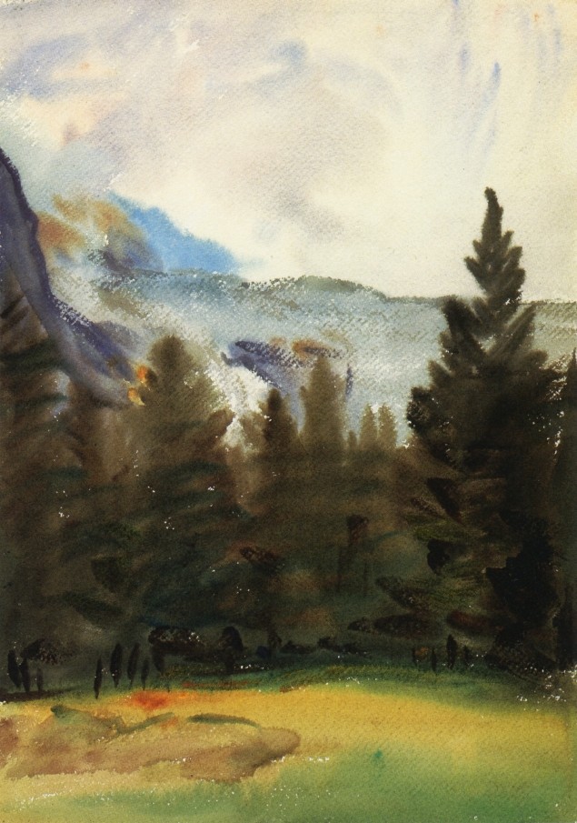 Purtud Fir Trees and Snow Mountains by John Singer Sargent