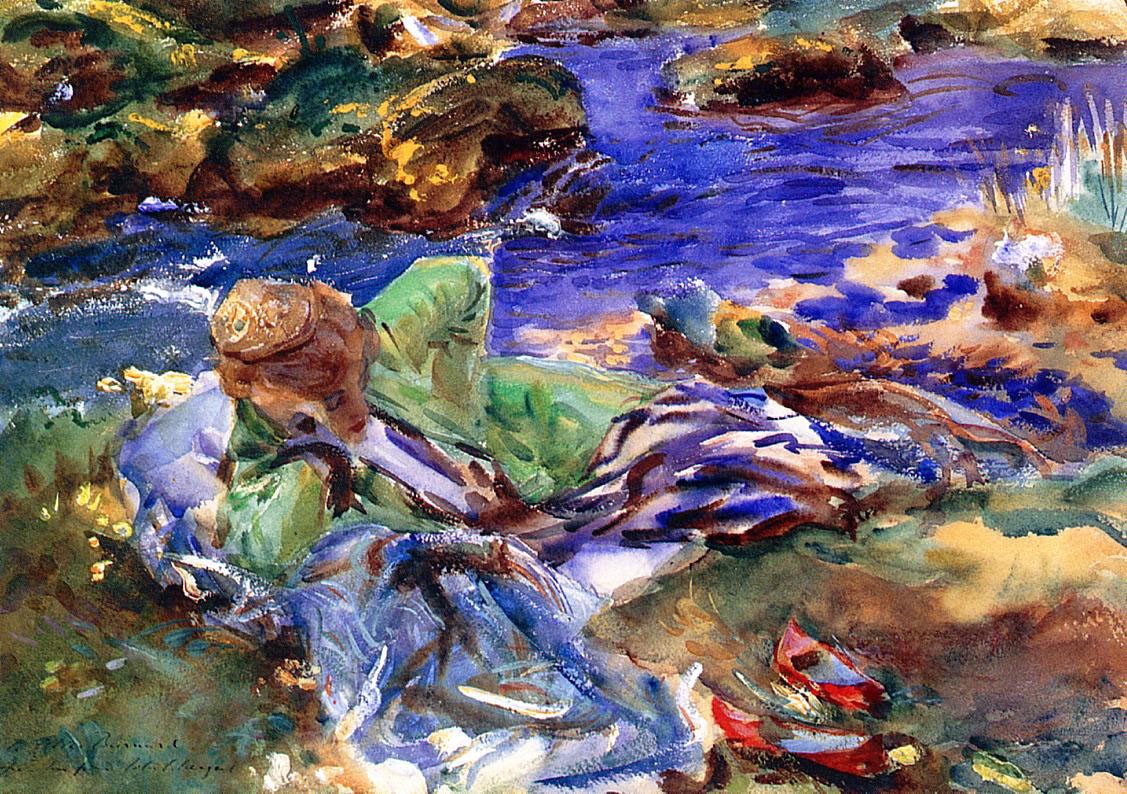 Turkish Woman by a Stream by John Singer Sargent