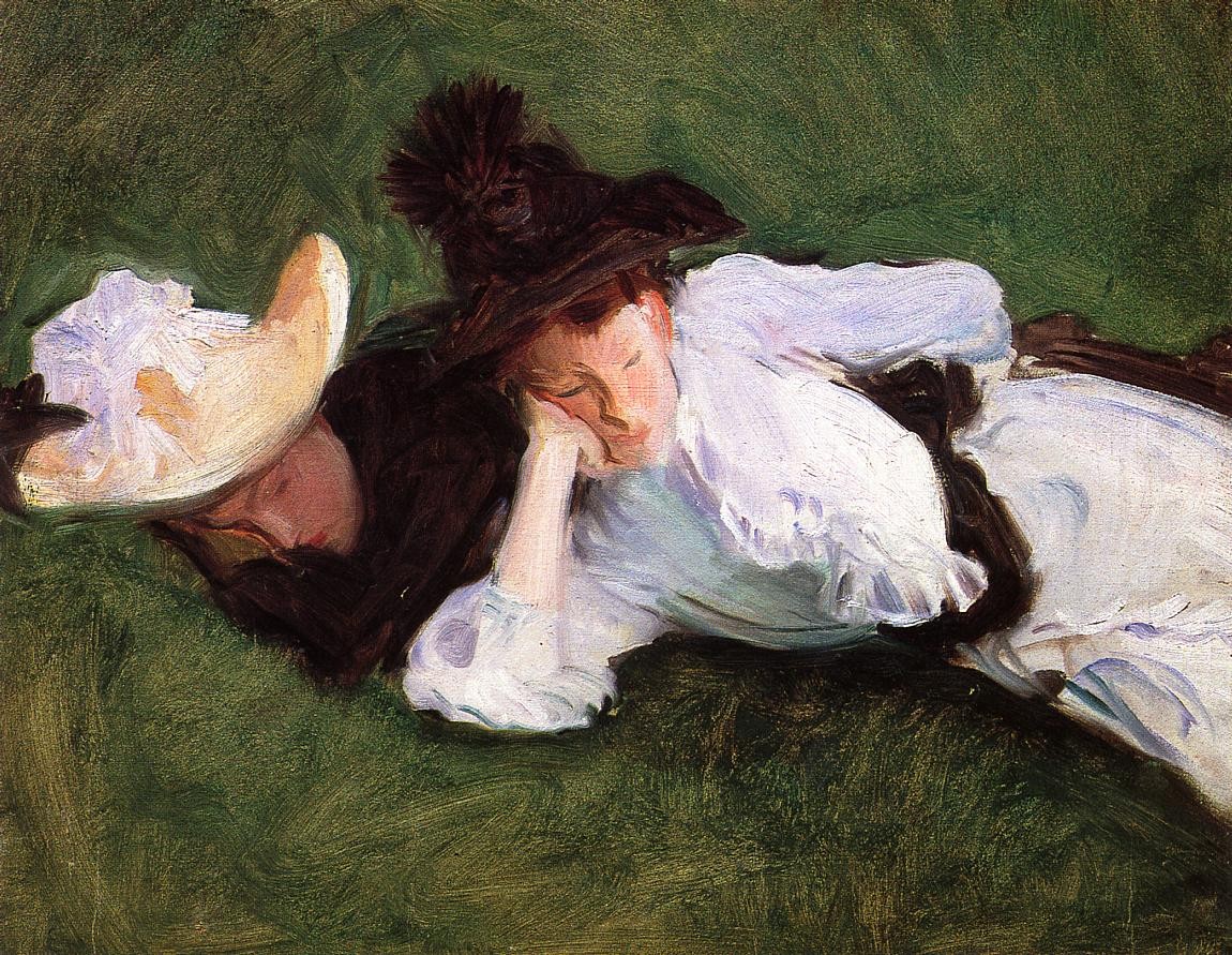 Two Girls Lying on the Grass by John Singer Sargent