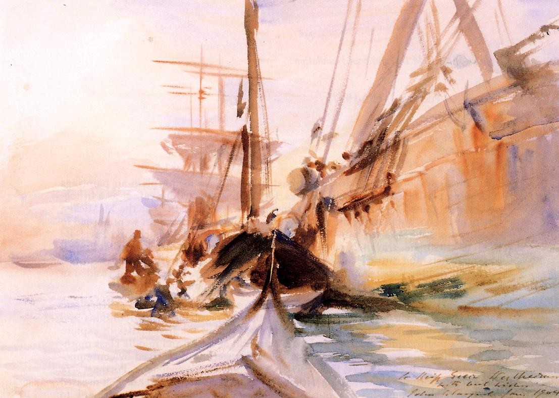 Unloading Boats in Venice by John Singer Sargent