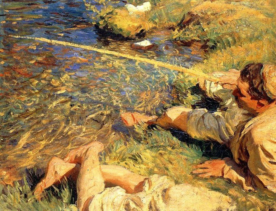 Val d'Aosta. Man Fishing by John Singer Sargent