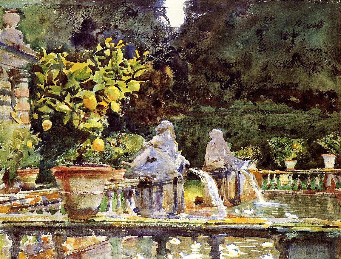 Villa de Marlia. A Fountain by John Singer Sargent