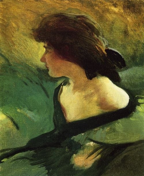Young Girl in Green Dress by John White Alexander