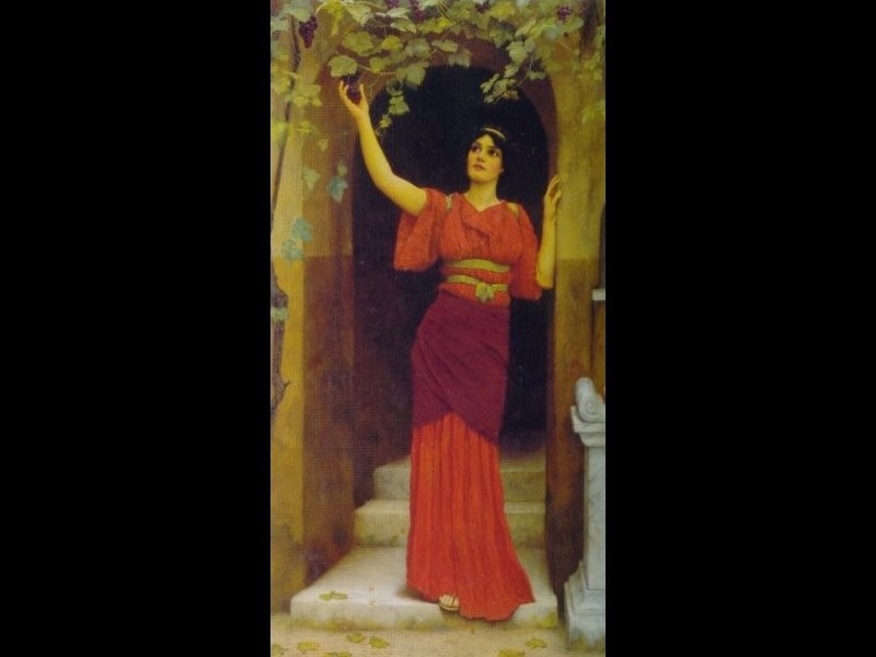 Young Girl Picking Grapes by John William Godward