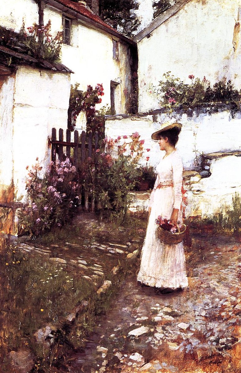 Gathering Summer Flowers in a Devonshire Garden by John William Waterhouse