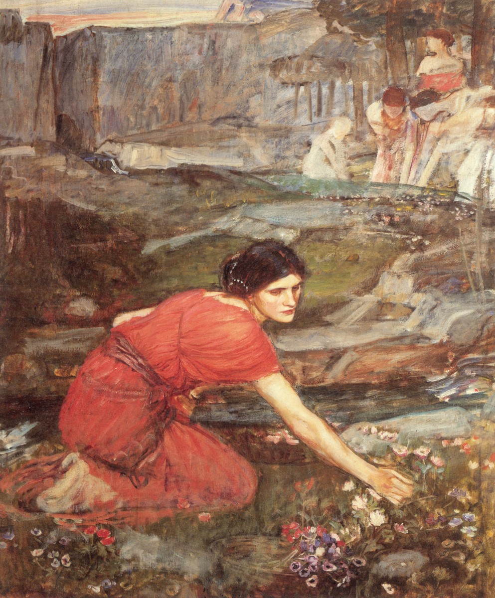 Maidens picking Flowers by a Stream by John William Waterhouse