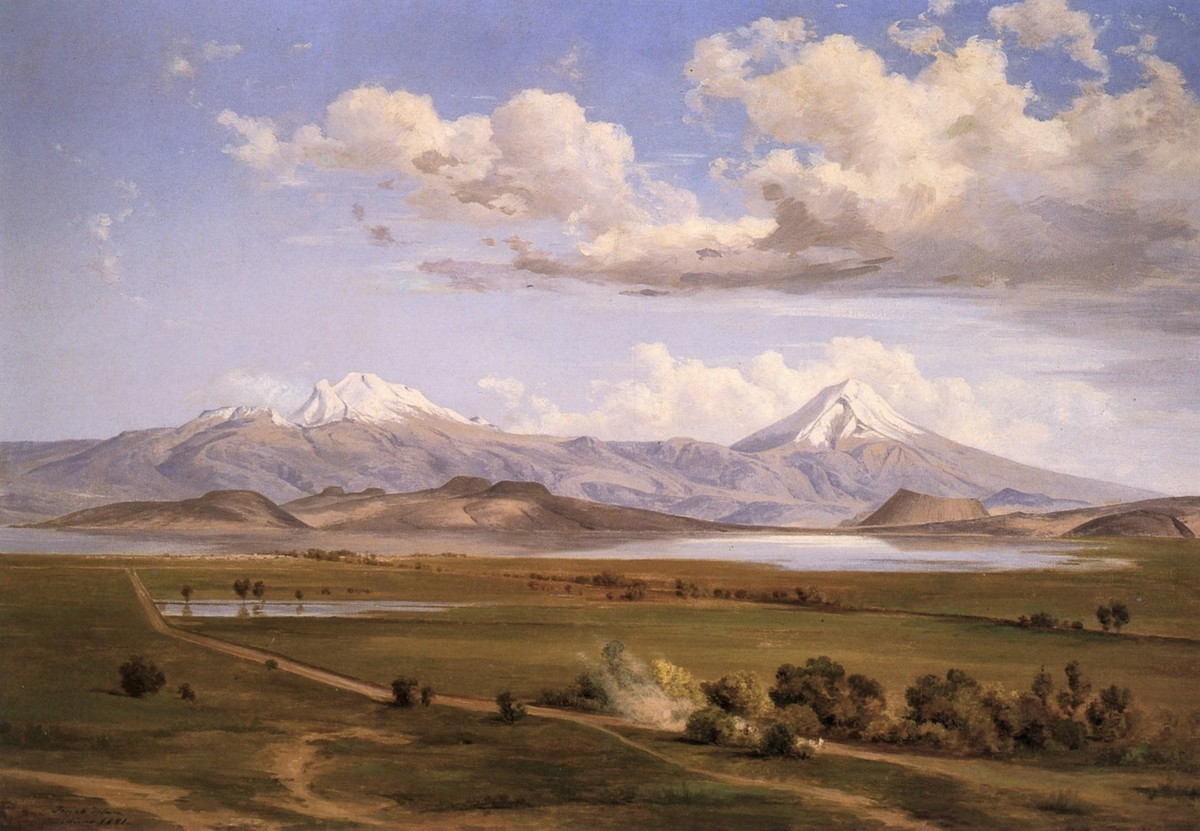 Camino a Chalco con los volcanes by Jose Maria Velasco
