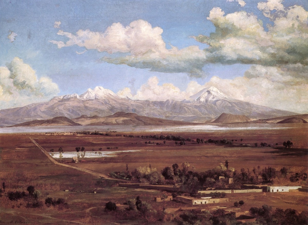 Camino a Chalco con los volcanes by Jose Maria Velasco