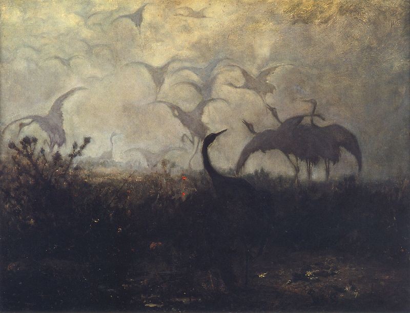 Flight of Cranes by Józef Chełmoński