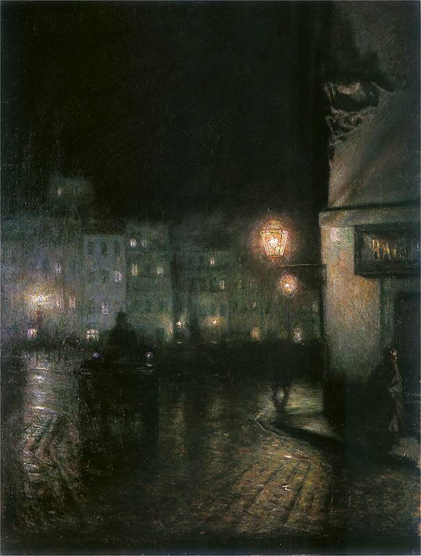 Market Square of Warsaw by Night by Józef Pankiewicz