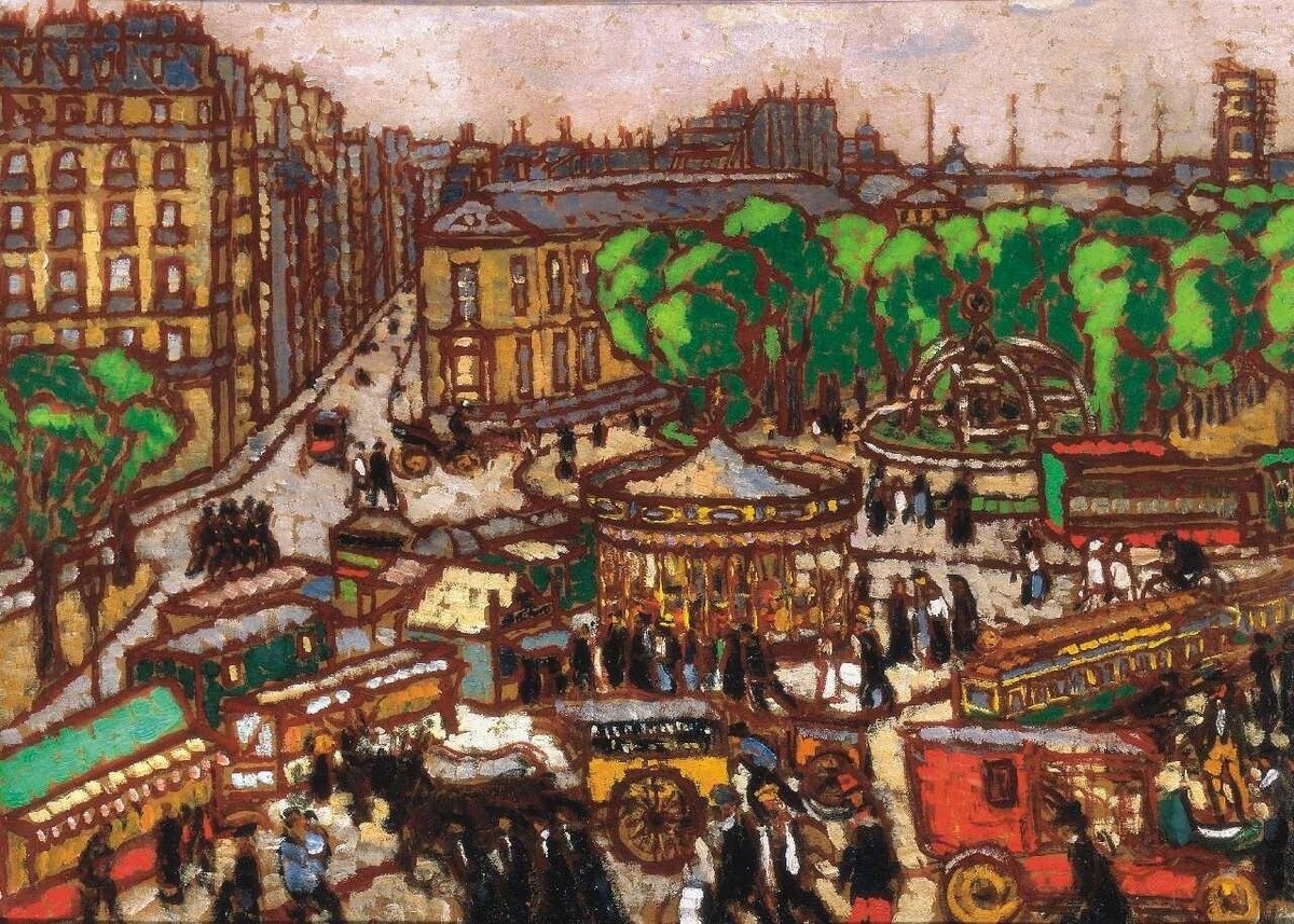 Busy City Scene by Jozsef Rippl-Ronai