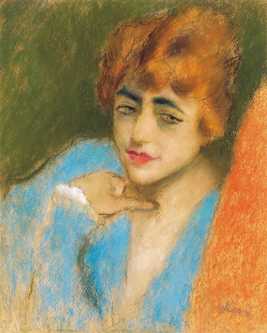 Girl Dressed up in Blue by Jozsef Rippl-Ronai