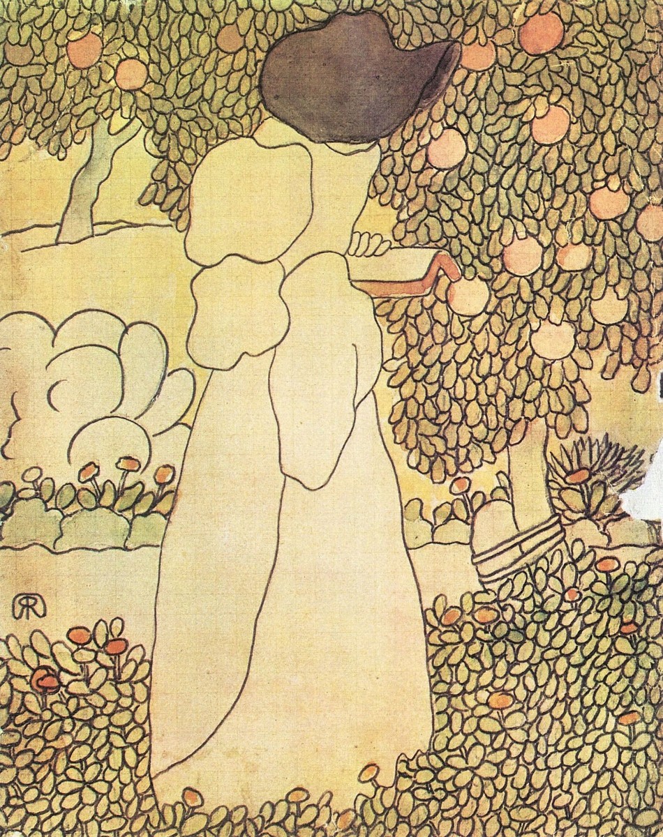 Lady in her garden by Jozsef Rippl-Ronai