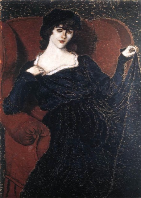 Zorka Bányai in a Black Dress by Jozsef Rippl-Ronai