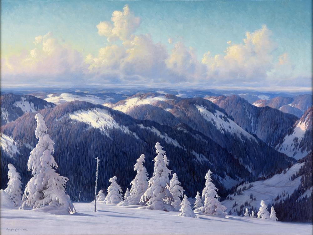 Sonniger Wintertag im Schwarzwald by Karl Hauptmann