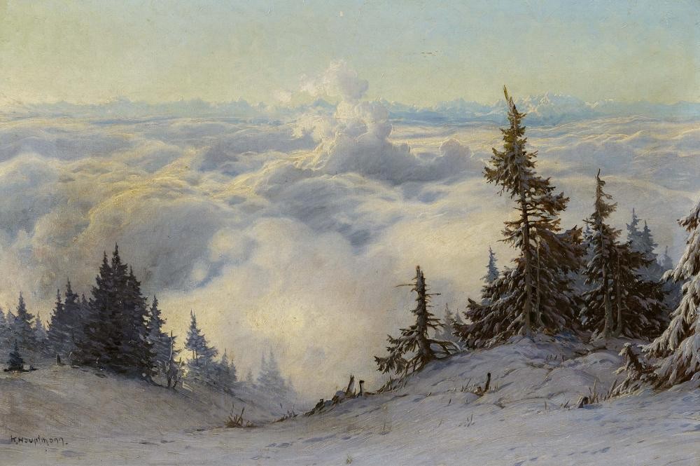 Winter Landscape Over the Sea of Fog by Karl Hauptmann