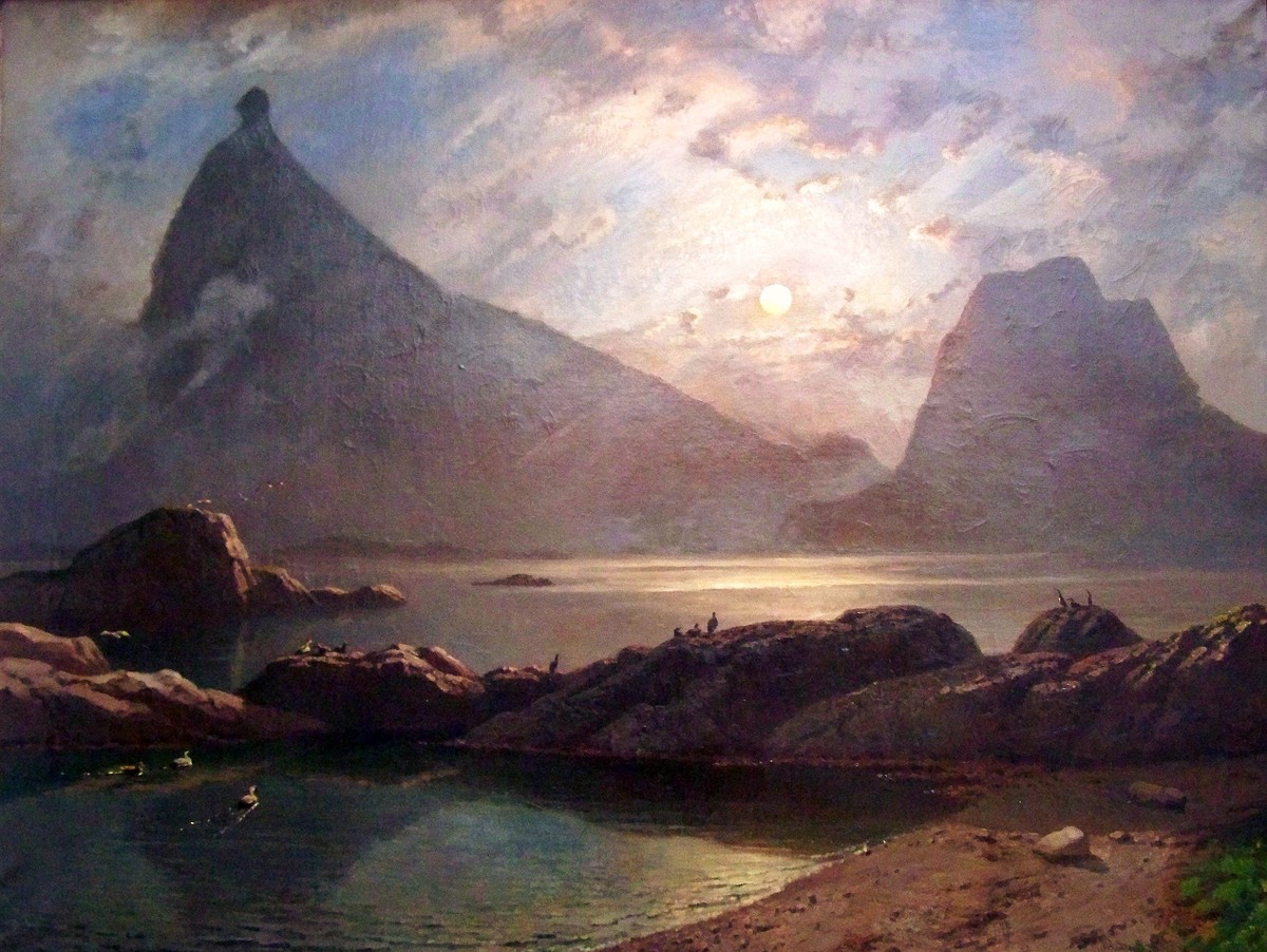 Midnight sun on the island of Hestman in Norway by Knud Baade