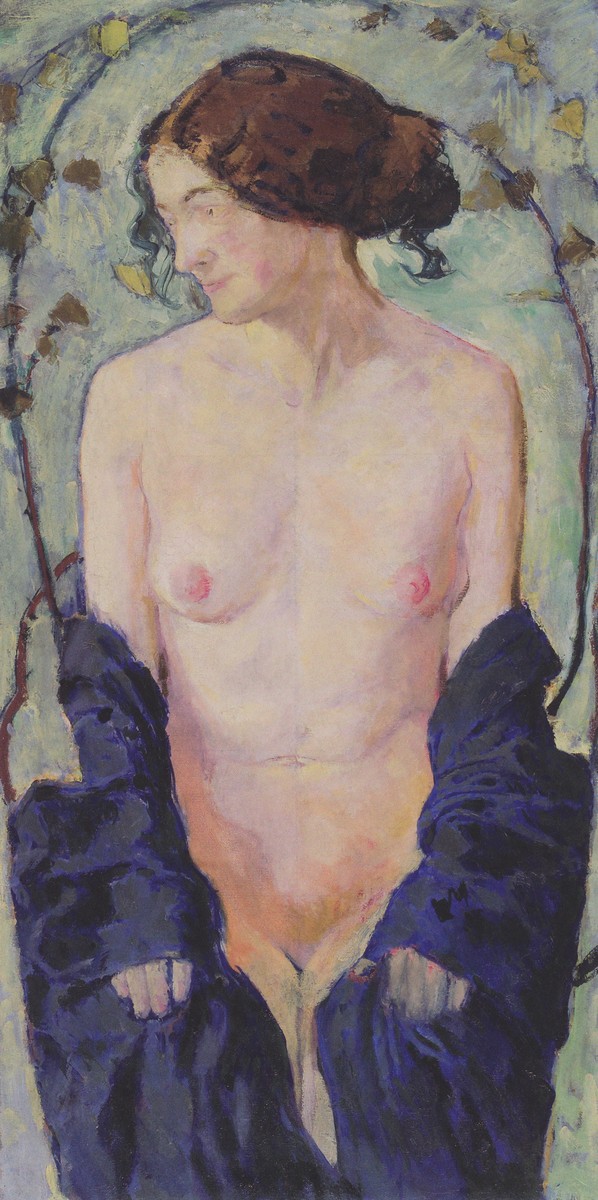 Female Nude with blue cloth by Koloman Moser