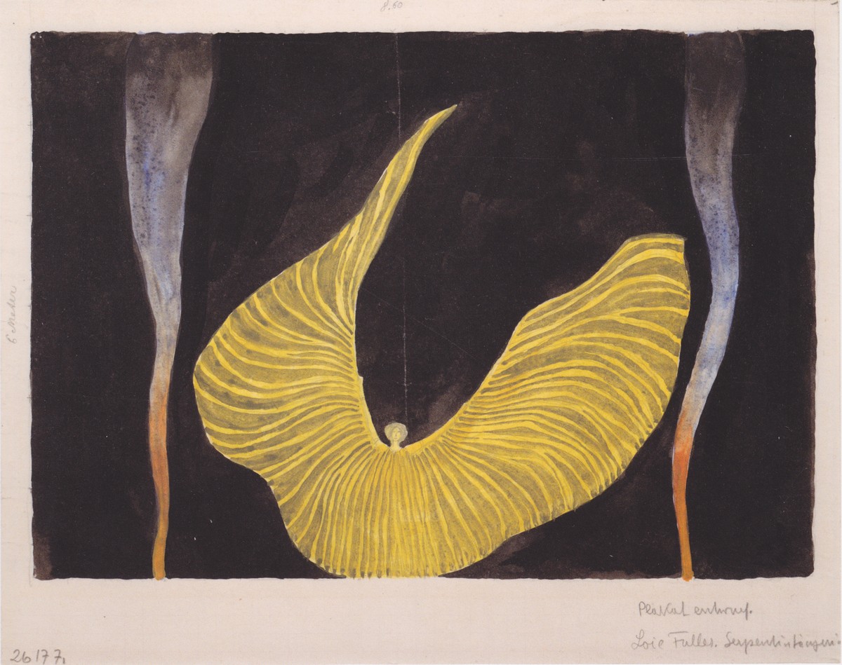Serpentine dancer. Poster design for Lois Fuller. by Koloman Moser