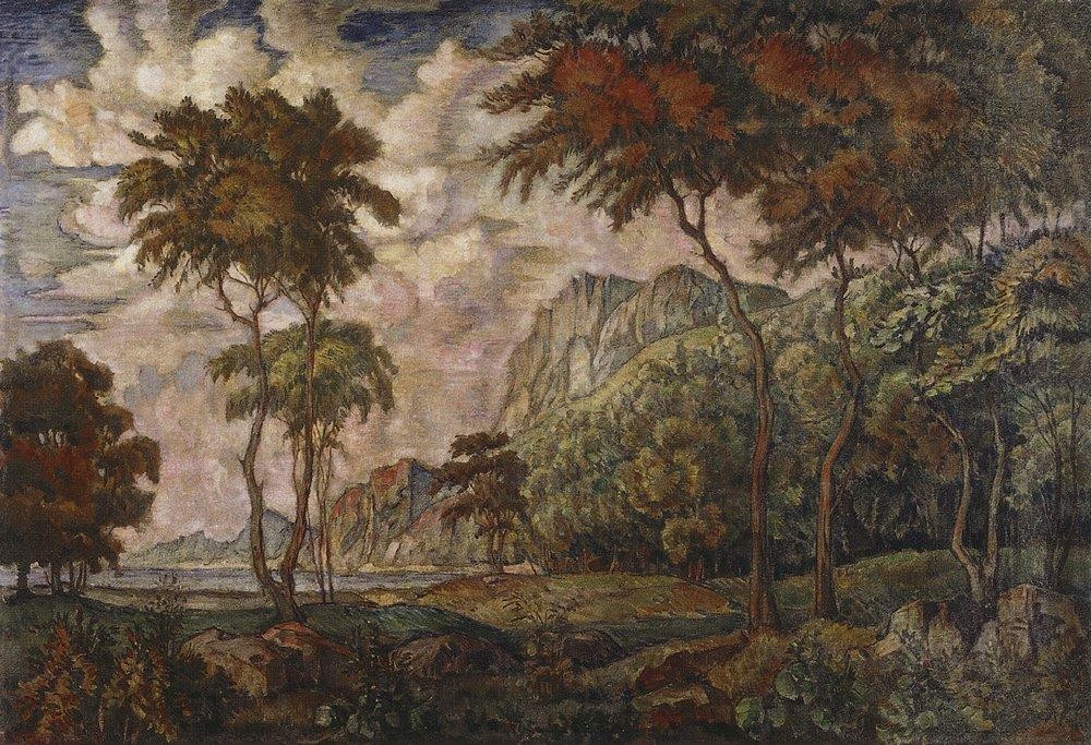 Landscape with trees by Konstantin Bogaevsky