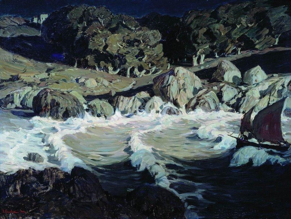 Night at the seaside by Konstantin Bogaevsky