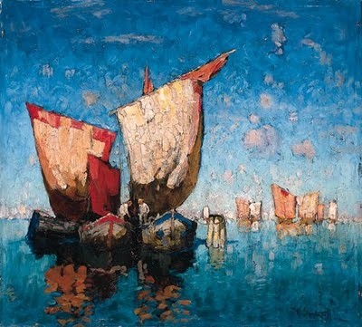 Bateaux Dans La Lagune De Venise by Konstantin Gorbatov