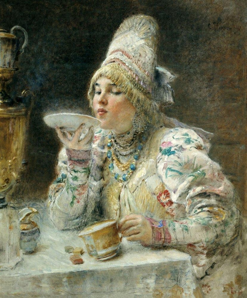 Tea Drinking by Konstantin Makovsky