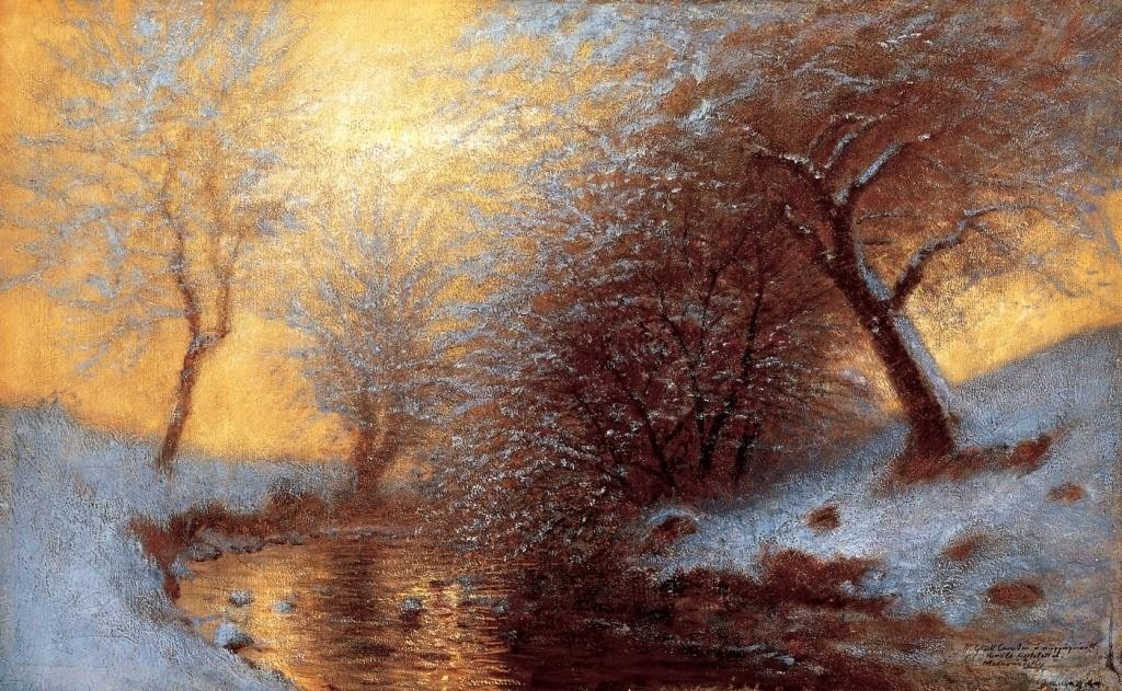 Brookside in Winter by Laszlo Mednyanszky