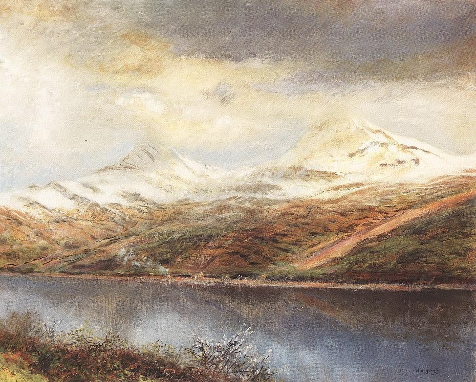 Mountain Landscape with Lake by Laszlo Mednyanszky